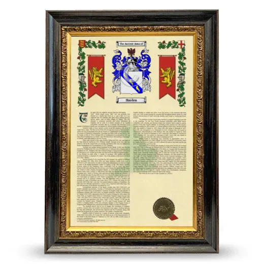 Harden Armorial History Framed - Heirloom
