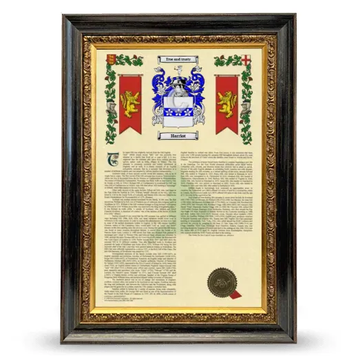 Harriot Armorial History Framed - Heirloom