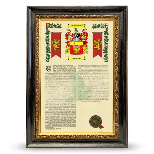 Harrisson Armorial History Framed - Heirloom