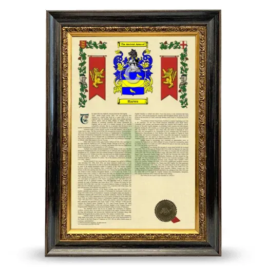 Harves Armorial History Framed - Heirloom
