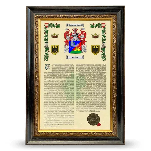 Henkle Armorial History Framed - Heirloom