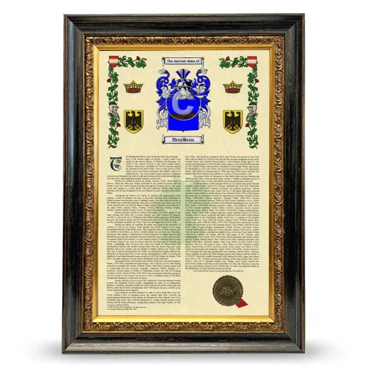 Henrikson Armorial History Framed - Heirloom