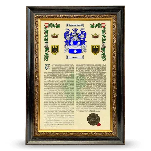 Hepper Armorial History Framed - Heirloom