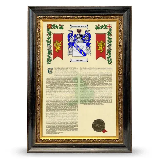 Herdyn Armorial History Framed - Heirloom