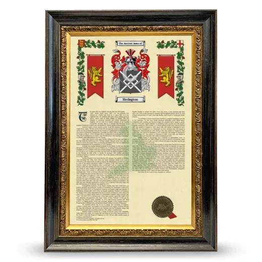 Herington Armorial History Framed - Heirloom
