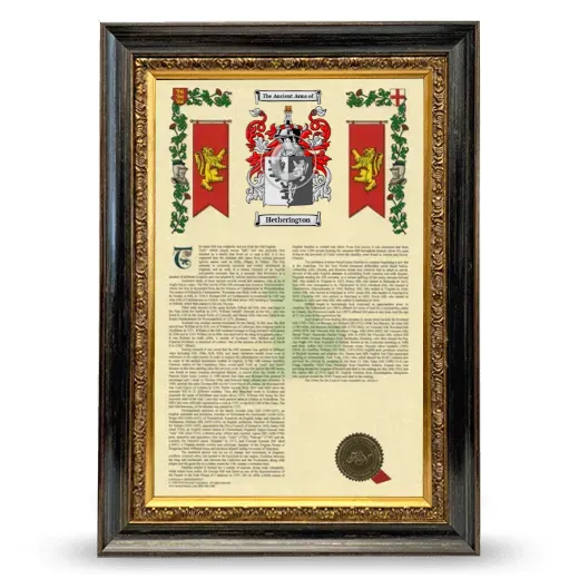 Hetherington Armorial History Framed - Heirloom