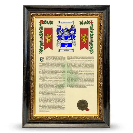 Hodge Armorial History Framed - Heirloom