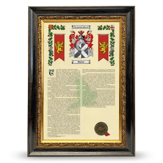 Hunter Armorial History Framed - Heirloom
