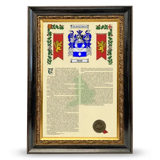 Hynds Armorial History Framed - Heirloom