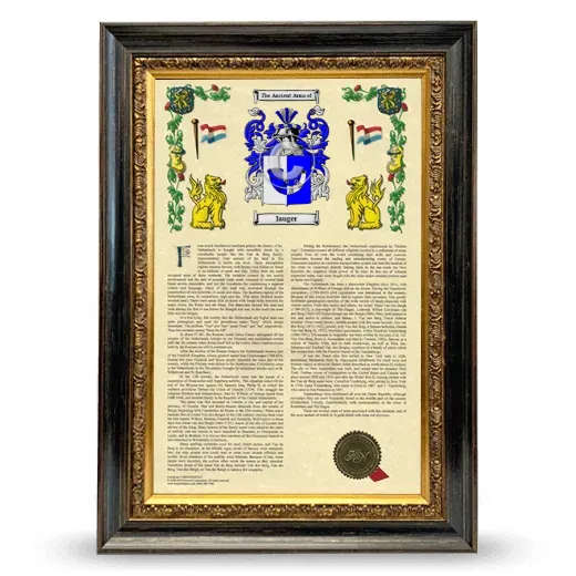 Jauger Armorial History Framed - Heirloom