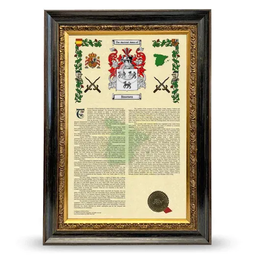 Jimenez Armorial History Framed - Heirloom