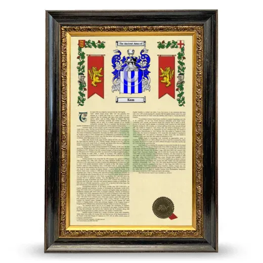 Kam Armorial History Framed - Heirloom