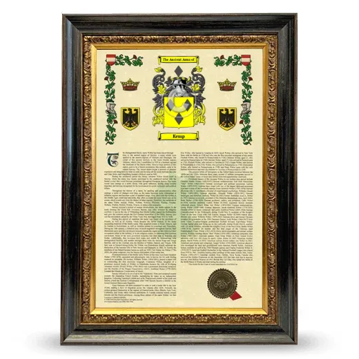 Kemp Armorial History Framed - Heirloom