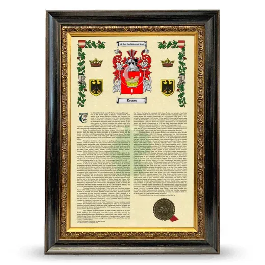 Keyser Armorial History Framed - Heirloom