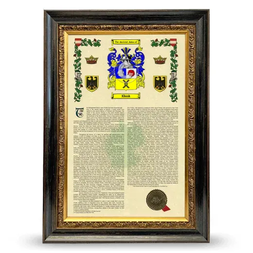 Klunk Armorial History Framed - Heirloom