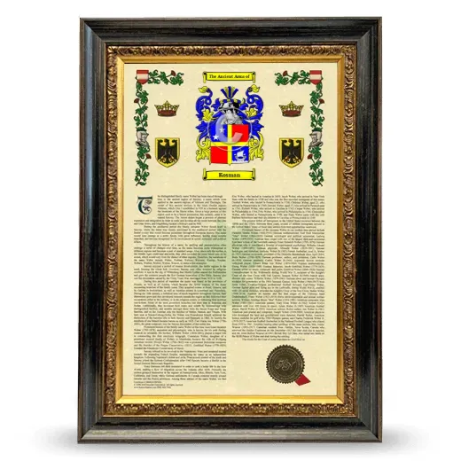 Kosman Armorial History Framed - Heirloom