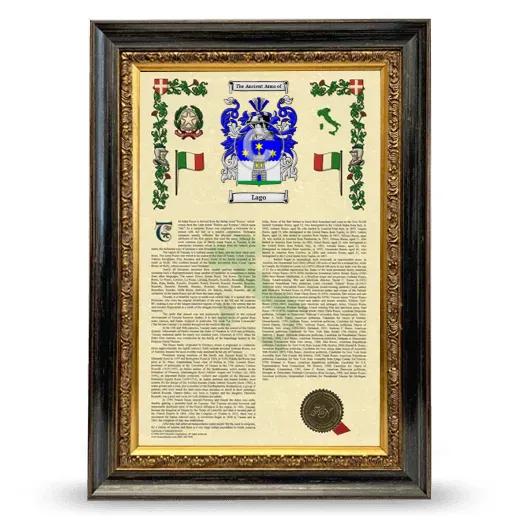 Lago Armorial History Framed - Heirloom