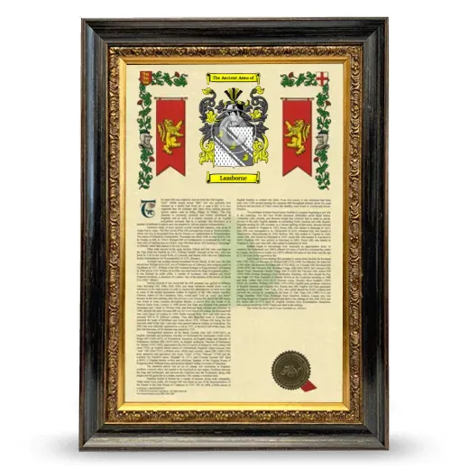 Lamborne Armorial History Framed - Heirloom