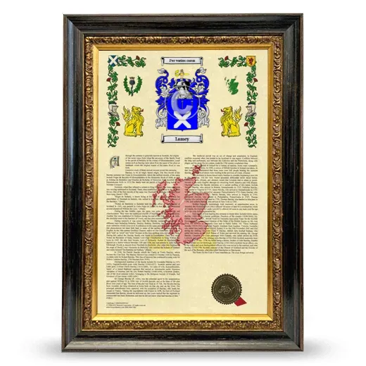 Lamey Armorial History Framed - Heirloom