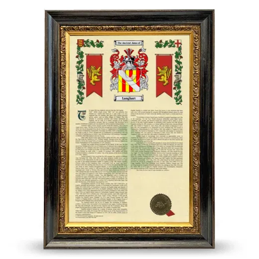 Langhart Armorial History Framed - Heirloom