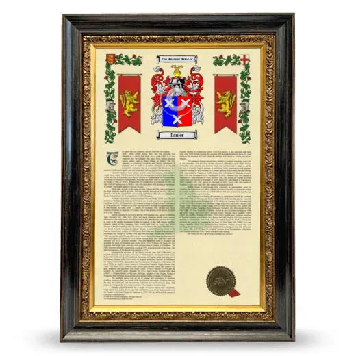 Lanier Armorial History Framed - Heirloom
