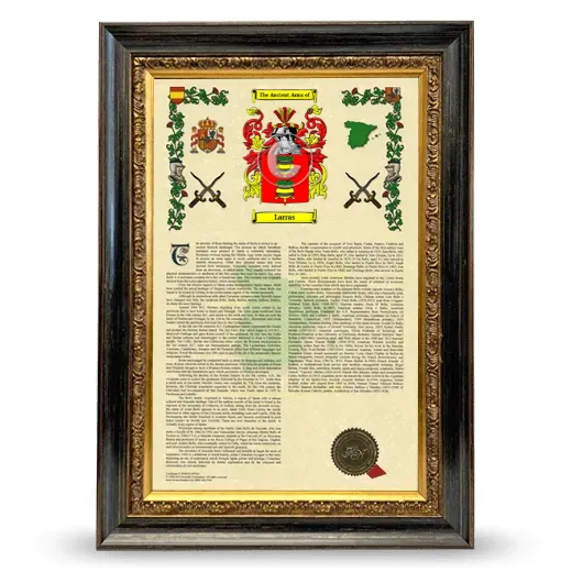 Larras Armorial History Framed - Heirloom