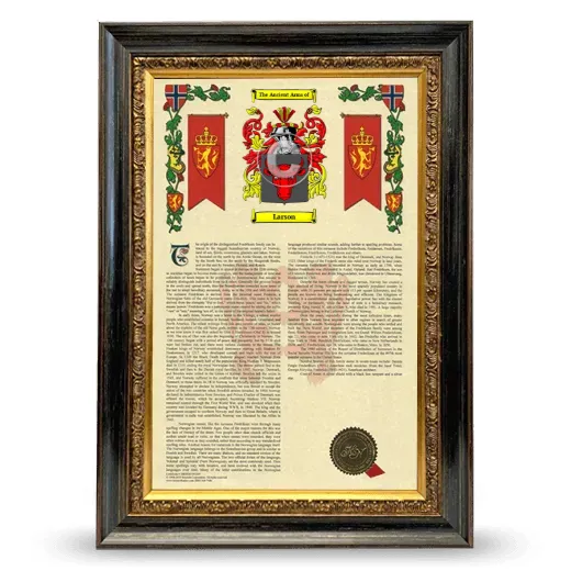 Larson Armorial History Framed - Heirloom