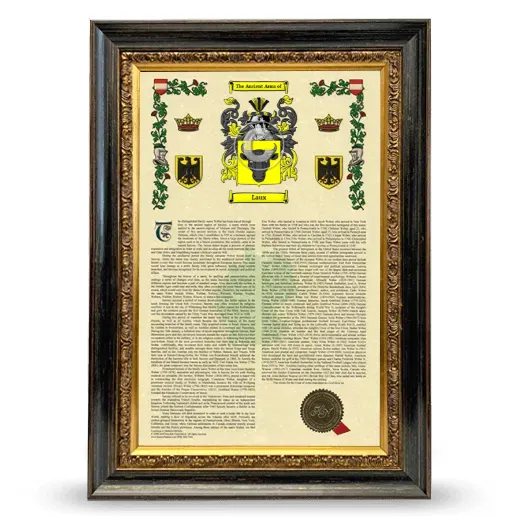 Laux Armorial History Framed - Heirloom