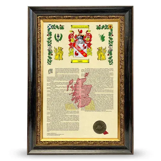 Laws Armorial History Framed - Heirloom