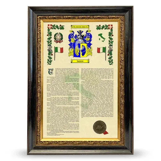 Lazaro Armorial History Framed - Heirloom