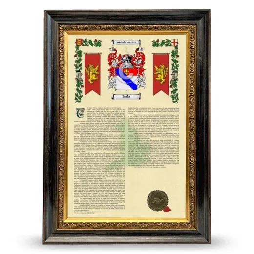 Leeks Armorial History Framed - Heirloom