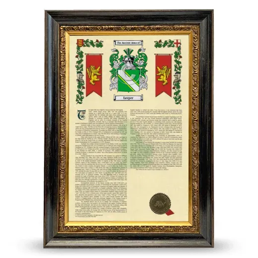 Leeper Armorial History Framed - Heirloom
