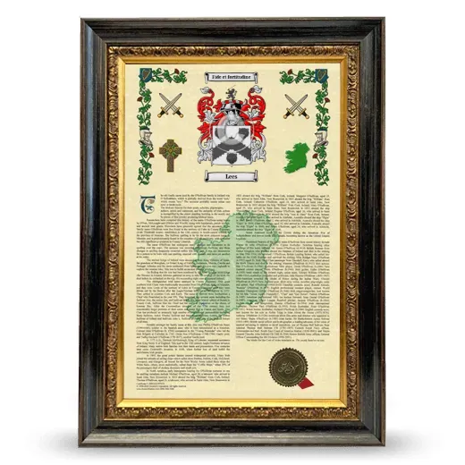 Lees Armorial History Framed - Heirloom