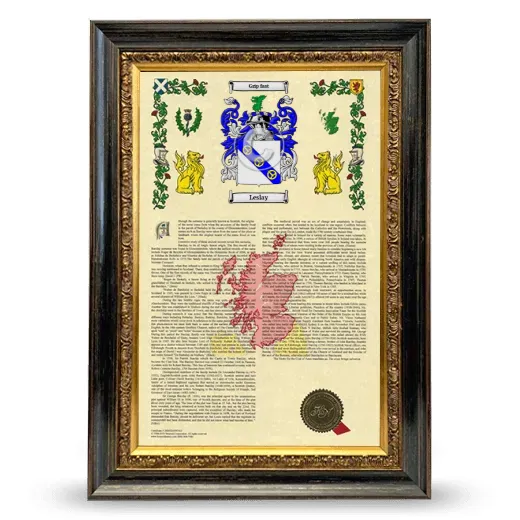 Leslay Armorial History Framed - Heirloom
