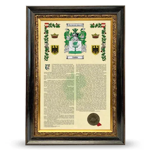 Linder Armorial History Framed - Heirloom