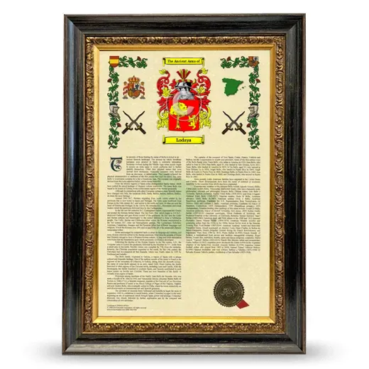 Lodaya Armorial History Framed - Heirloom