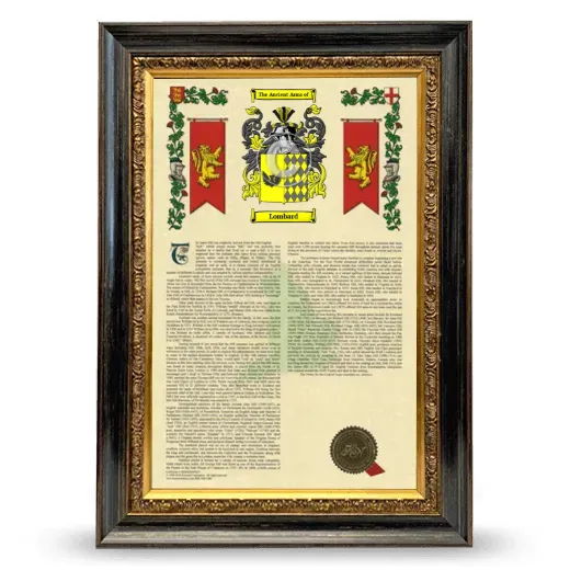 Lombard Armorial History Framed - Heirloom