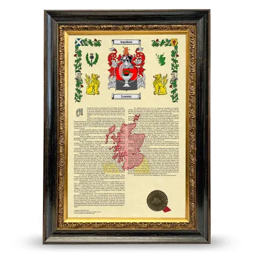 Lowery Armorial History Framed - Heirloom