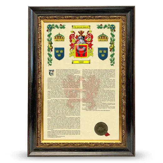 Lund Armorial History Framed - Heirloom