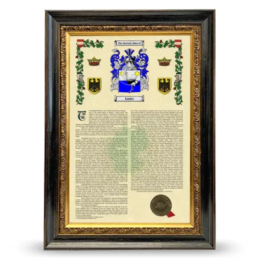 Luntz Armorial History Framed - Heirloom