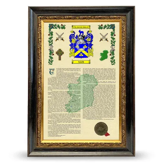 Lynch Armorial History Framed - Heirloom