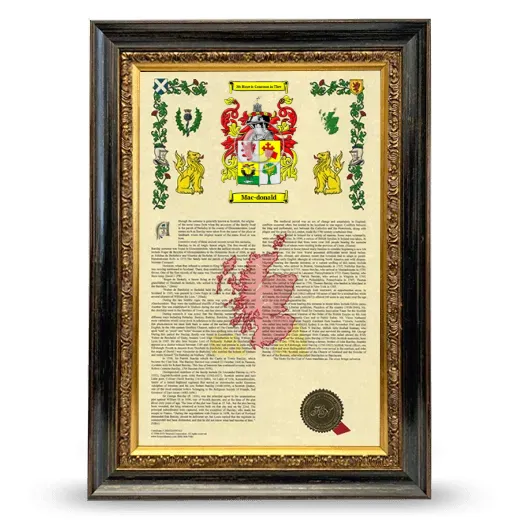 Mac-donald Armorial History Framed - Heirloom