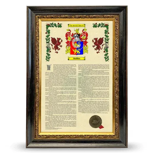 Maddux Armorial History Framed - Heirloom