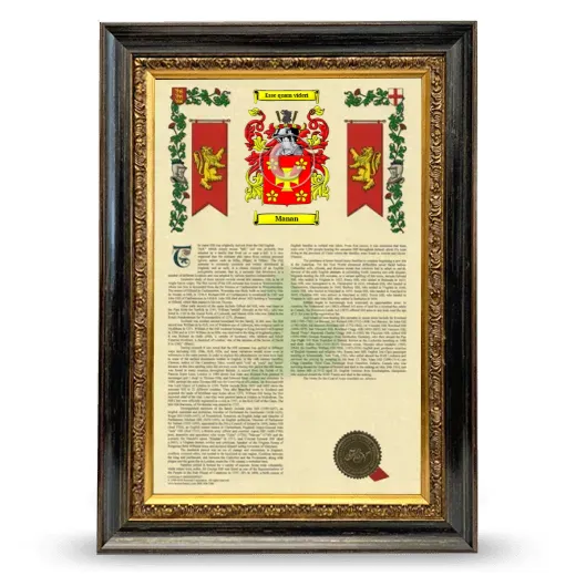 Manan Armorial History Framed - Heirloom