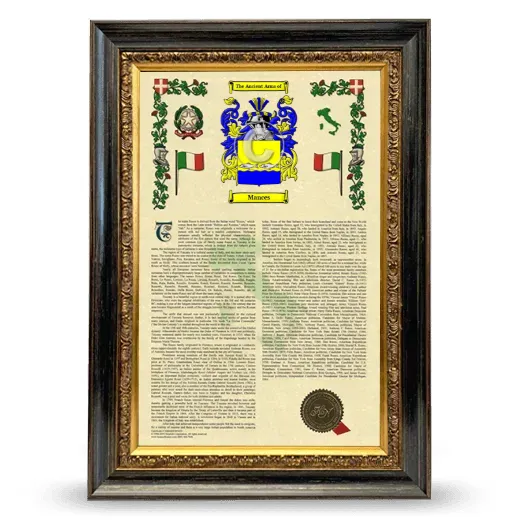 Mances Armorial History Framed - Heirloom