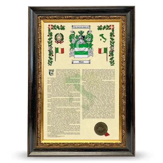 Mani Armorial History Framed - Heirloom