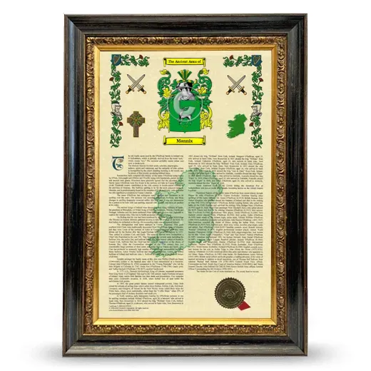 Mannix Armorial History Framed - Heirloom