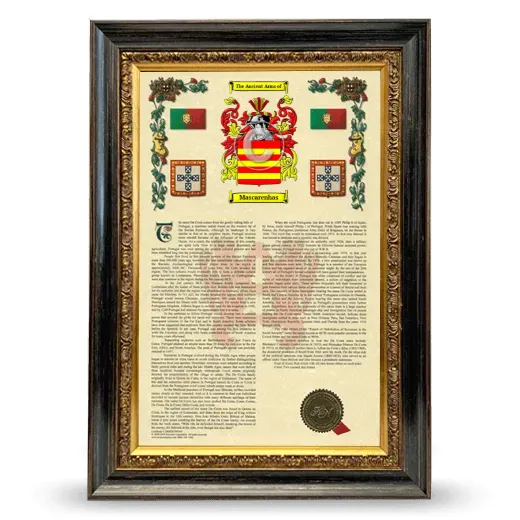 Mascarenhas Armorial History Framed - Heirloom