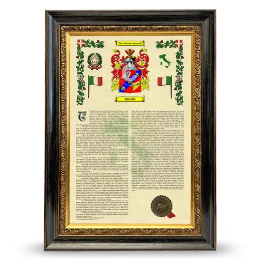 Maschi Armorial History Framed - Heirloom