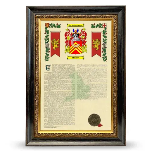 Mathew Armorial History Framed - Heirloom